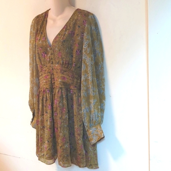 House of Harlow 1960 Olive Green Metallic Mini Dress - Picture 3 of 16